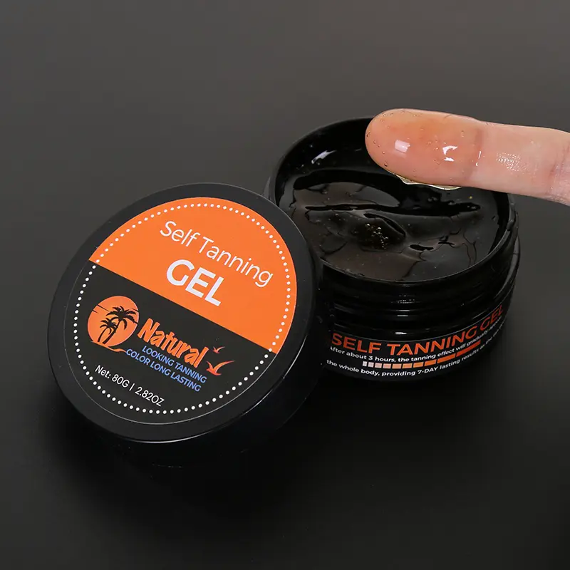 calla-self-tanning-gel-on-fingertip CALLA Self Tanning Gel color swatch on fingertip