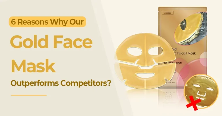 Gold face mask comparison by CALLA showing product differences and blog title banner