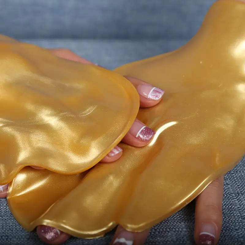 oem-hand-mask-for-dry-cracked-hands-with-gold-hydrogel OEM 24K-Gold-Hydrogel-Handmasken, die trockene, rissige Hände reparieren und die Nagelhaut weich machen