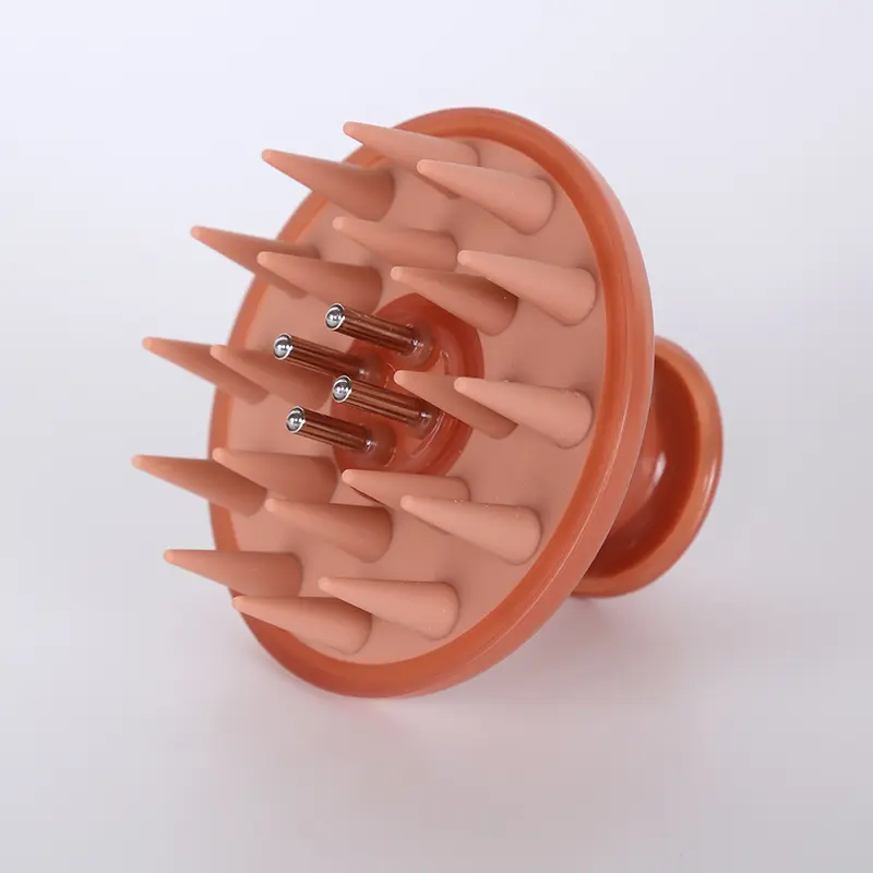 scalp-massager-with-metal-nodes-for-oil-dispensing Hair oil scalp massager with flexible silicone tips and metal dispenser nodes