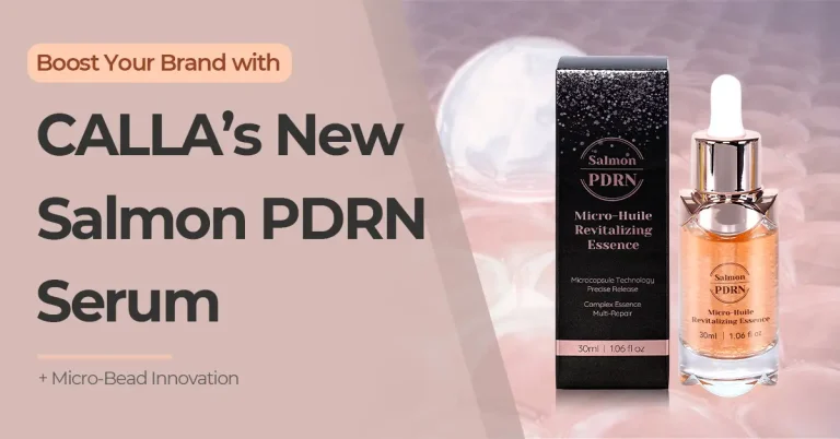 CALLA Salmon PDRN Serum bottle with micro-beads, ideal for private label and OEM skincare brands