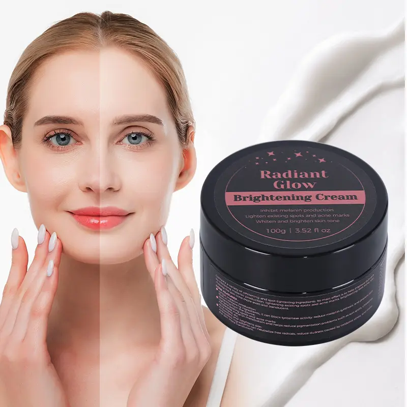 CALLA brightening cream in black jar packaging for private label skincare, face brightening visual with product jar